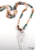 Boho Necklace, RH Antique Silver Cross, Lava Stone